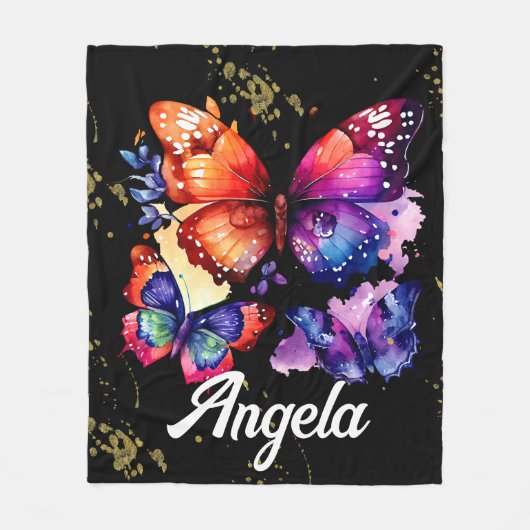 Aquarellbutterfische Farbige Imitate Goldname Fleecedecke (Vorderseite)