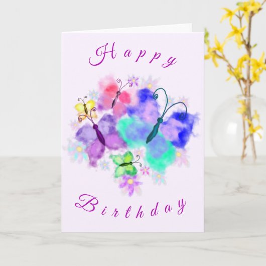 Aquarellbutterfische Geburtstagskarte Karte (Gelbe Blume)