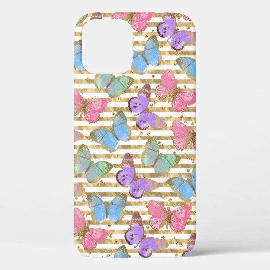 Aquarellbutterfische Gold-Glitzer Case-Mate iPhone Hülle (Rückseite)