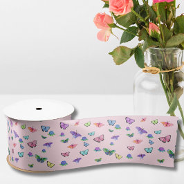 Aquarellbutterfische mit Hydrangeas Satinband