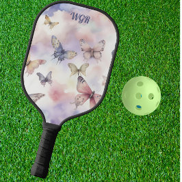 Aquarellbutterfische mit Monogramm Pickleball Schläger