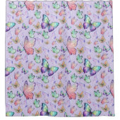 Aquarellbutterfische Nahtlose Muster Lila Duschvorhang (Vorderseite)