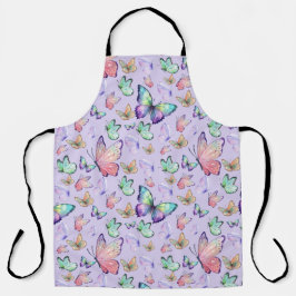 Aquarellbutterfische Nahtlose Muster Lila Schürze