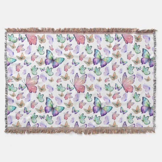 Aquarellbutterfische Nahtloses Muster Decke (Vorderseite)