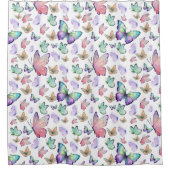 Aquarellbutterfische Nahtloses Muster Duschvorhang (Vorderseite)