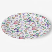 Aquarellbutterfische Nahtloses Muster Pappteller (Schrägansicht)