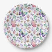 Aquarellbutterfische Nahtloses Muster Pappteller (Vorderseite)