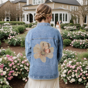 Aquarellbutterfische und Blume Jeansjacke