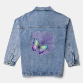 Aquarellbutterfische und Blume Jeansjacke (Rückseite)