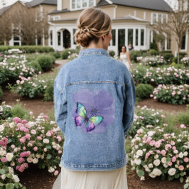 Aquarellbutterfische und Blume Jeansjacke