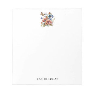 Aquarellbutterfische und Blume Personalisiert Notizblock