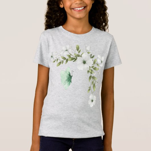 Aquarellbutterfische und Blume T-Shirt (Vorderseite)