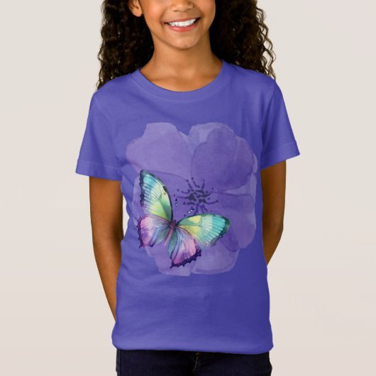 Aquarellbutterfische und Blume T-Shirt (Vorderseite)