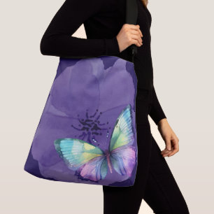 Aquarellbutterfische und Blume Tragetaschen Mit Langen Trägern
