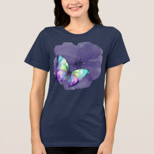 Aquarellbutterfische und Blume Tri-Blend Shirt