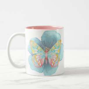 Aquarellbutterfische und Blume Zweifarbige Tasse