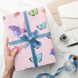 Aquarellbutterfische und Hydrangeas Geschenkpapier