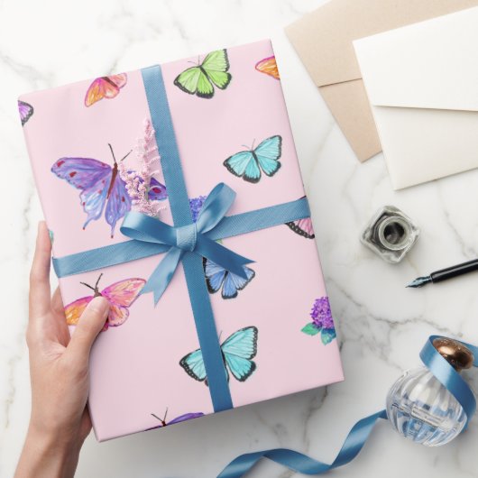 Aquarellbutterfische und Hydrangeas Geschenkpapier (Schenken)