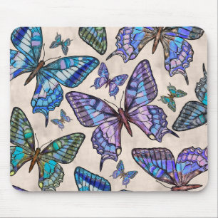 Aquarellbutterfliegen - sanfte Pastellfarben Mousepad