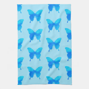 Aquarellbutterfliegen - Schatten von Sky Blue Geschirrtuch