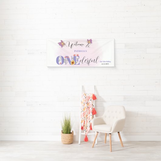 Aquarellbutterfly & Bier Babydusche Willkommen Banner (Insitu)