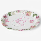 Aquarellbutterfly BläsernBaby-Dusche Pappteller (Schrägansicht)