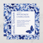 Aquarellbutterfly Blue Bridal Dusche Einladung (Vorne/Hinten)