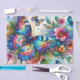 Aquarellbutterfly Blume Decoupage Seidenpapier
