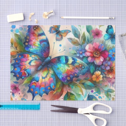Aquarellbutterfly Blume Decoupage Seidenpapier (Handwerk)