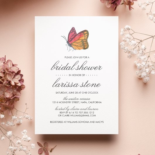 Aquarellbutterfly Bridal Dusche Einladung