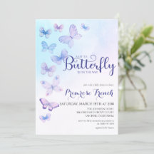 Aquarellbutterfly Elegantes Script Baby Dusche in