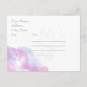 Aquarellbutterfly Himbeere Save the Date Ankündigungspostkarte (Rückseite)