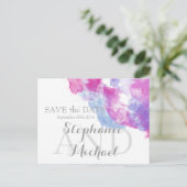 Aquarellbutterfly Himbeere Save the Date Ankündigungspostkarte (Stehend Vorderseite)