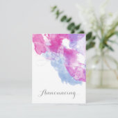 Aquarellbutterfly Himbeere Verlobung Announc Ankündigung (Stehend Vorderseite)