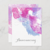 Aquarellbutterfly Himbeere Verlobung Announc Ankündigung (Vorne/Hinten)
