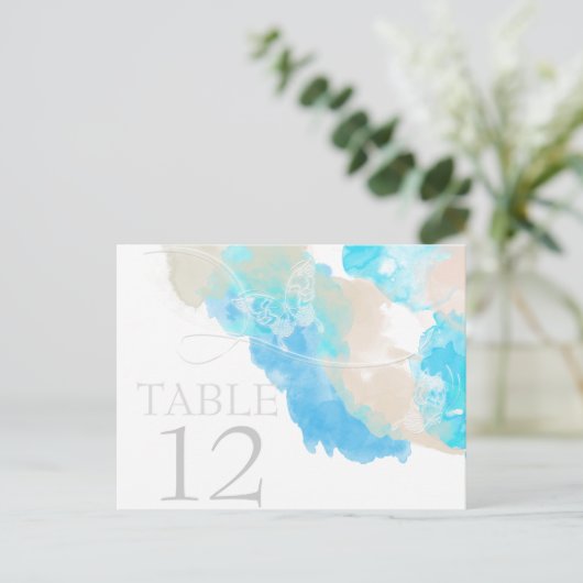 Aquarellbutterfly Ocean Shore Table Card Postkarte (Stehend Vorderseite)