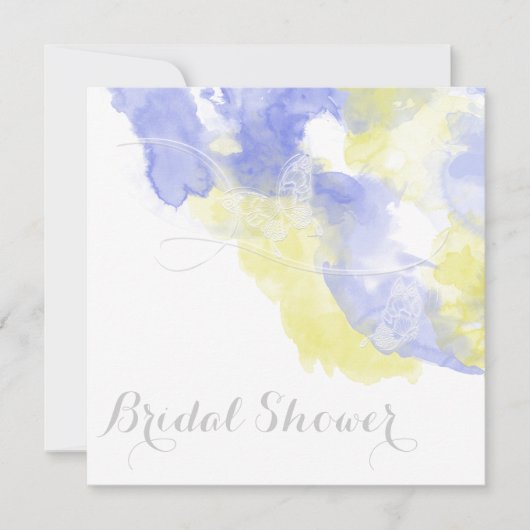 Aquarellbutterfly Periwinkle Lemon Bridal Showe Einladung (Vorderseite)
