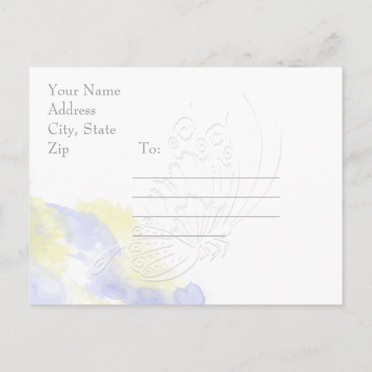 Aquarellbutterfly Periwinkle Lemon Rette das Dat Ankündigungspostkarte (Rückseite)