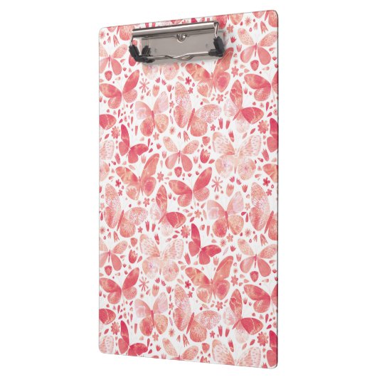 Aquarellbutterfly Rosa Muster Klemmbrett (Links)