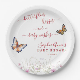 Aquarellbutterfly Wildblumen Kinderdusche Pappteller