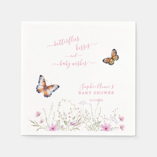 Aquarellbutterfly Wildblumen Kinderdusche Serviette (Vorderseite)