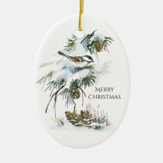 AquarellChickadee Keramikornament (Vorne)