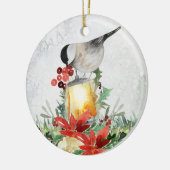 Aquarellchickadee und Laternengebirge Keramik Keramik Ornament (Links)