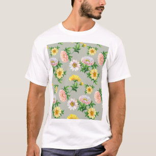 Aquarellchrysanthemen, nahtlose Blumenmuster T-Shirt