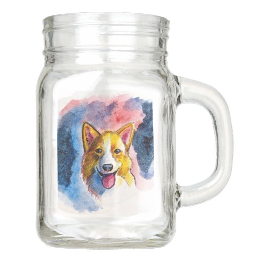 Aquarellcorgi-Hundemalerei Einmachglas (Vorderseite)