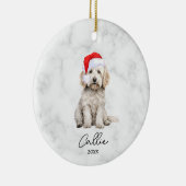 Aquarellcreme Parti Goldendoodle Dog Malerei Keramik Ornament (Rechts)