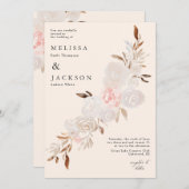 Aquarellcreme Rose Beige Hochzeit Einladung (Vorne/Hinten)