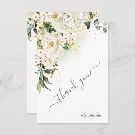 Aquarellcreme-Rose Hydrangea Vielen Dank Dankeskarte (Vorne/Hinten)