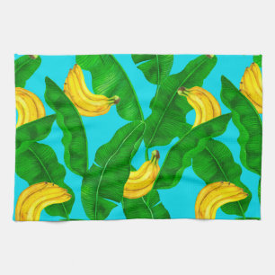 Aquarelldesign mit Bananen und Blättern Geschirrtuch