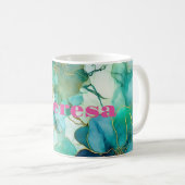 Aquarelldesign mit persönlichem Namen für Blume Kaffeetasse (VorderseiteRechts)